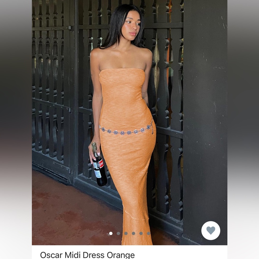 Princess Polly Sweetheart Neckline Oscar Midi Dress in Orange. Worn once.Size 6